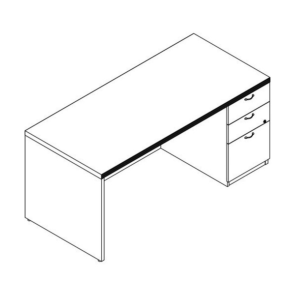Groupe Lacasse Desk, Straight Handle, BBF, 66inWx30inDx29-1/2inH, Sahara LAS71DS3066UFR - main